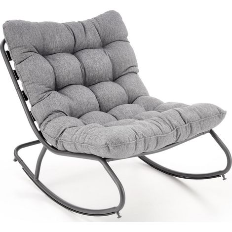 Rocking chair design avec coussin en tissu gris Cargo (1/5)