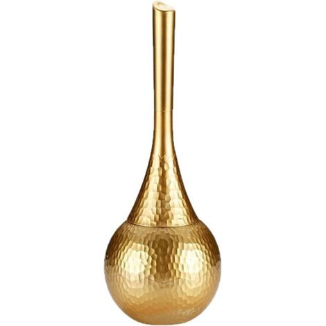 Brosse de Toilette dorée. Cuvette de Toilette en Plastique 15 Pouces. Brosse et Support avec poignée antidérapante Confortable pour Salle Bain. Manche Long (1/4)