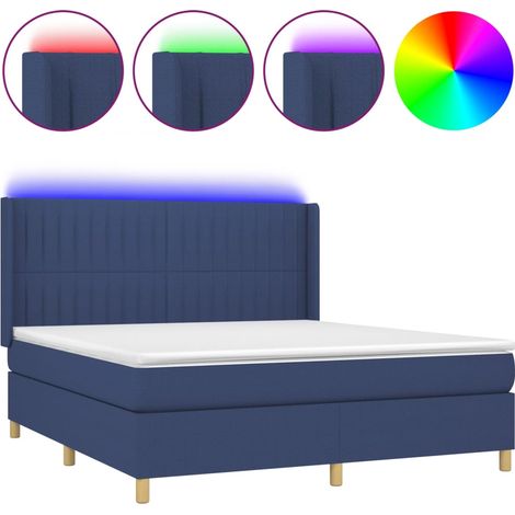 Maison Exclusive - Boxspringbett mit Matratze & LED Blau 180x200