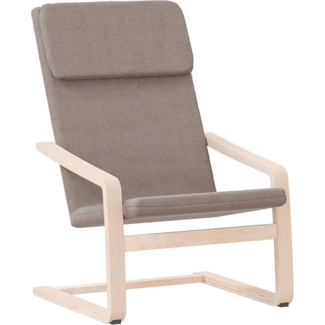 Fauteuil chaise de canapé design simple en tissu taupe pieds bois de bouleau DEC026768 (1/5)