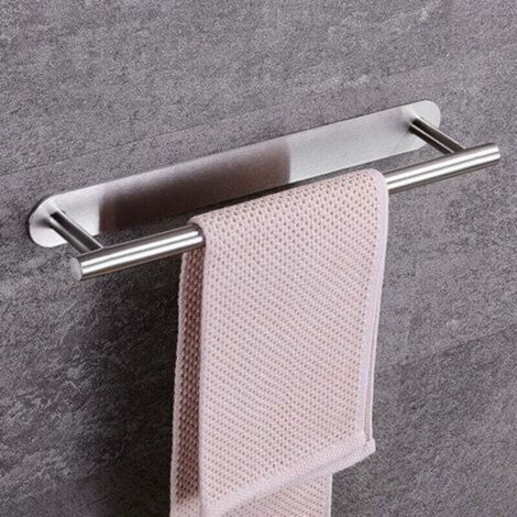 Wall-mounted towel rack 40 cm - Rust-free stainless steel - Towel bar Suitable in the bathroom or kitchen - Robust 3M self-adhesive s (1/4)