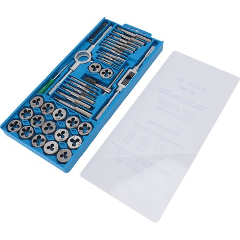 Jeu de 40 tarauds et filières en acier à haute teneur en carbone, tarauds et filières à filetage fin, clé à main et tournevis combinés.