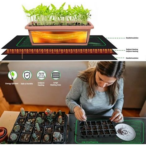 Tapis chauffant pour plantes, germination des semis, étanche, 25 × 52 cm, adapté aux serres, terrariums et aquariums