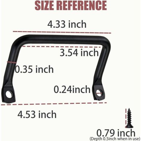 Lot de 4 poignées de meuble pour planche à découper, noir mat, pour plateau de service en métal, plateaux à fruits, tiroirs (1/3)