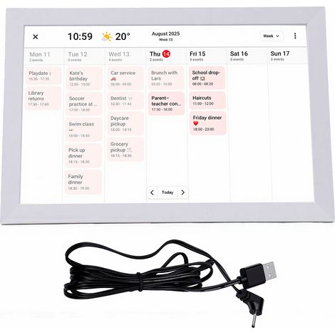 Calendrier numérique intelligent de 10,1 pouces avec écran tactile HD, tableau des tâches et planning mensuel et hebdomadaire pour le bureau à domicile. (1/5)