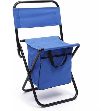 Chaise pliable extérieure bleue pour camping, pêche et loisirs, portable avec sac de transport (1/5)