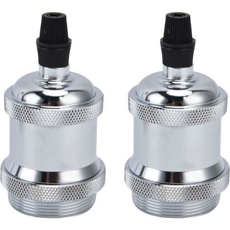 Douille de lampe rétro en aluminium argenté, lot de 2, support DIY pour ampoules E26/E27 vintage. (1/5)