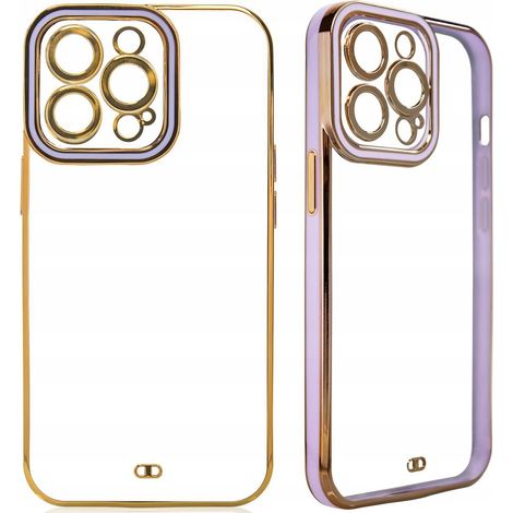 Modische Schutzhülle für Samsung Galaxy A12 5G, Gel-Cover mit goldenem Rahmen, lila (1/5)