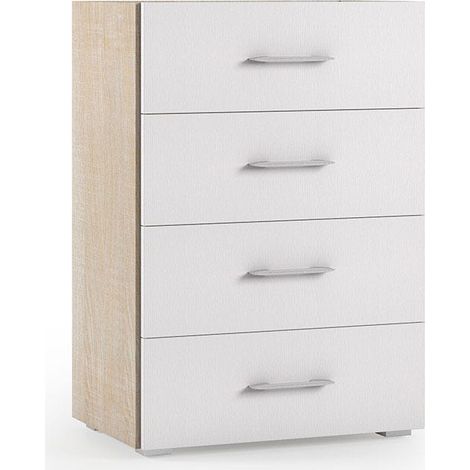 Cajonera De Baño Con Frente Blanco Y Laterales De Roble (1/3)