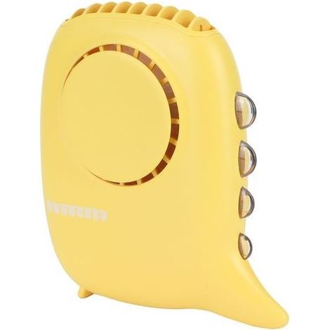 Ventilateur électrique portable à tour de cou, petit modèle, 3 vitesses de ventilation, chargement USB, jaune
