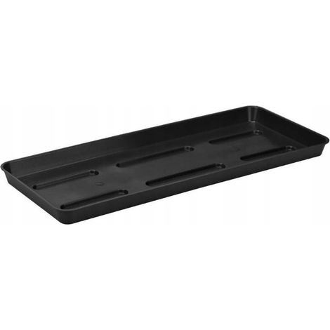 Soucoupe rectangulaire en plastique anthracite pour pot de fleurs, 60 cm