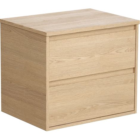 Meuble sous vasque suspendu avec planche - Placage chêne - 60 cm - MILIPAM (1/5)