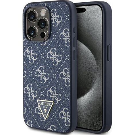 Guess 4G Triangle Metal Logo - Cover per iPhone 15 Pro (Blu) (1/5)