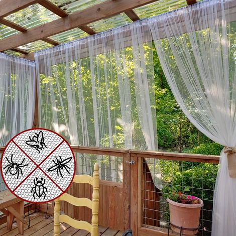 Rideaux d'extérieur blancs transparents en maille respirante, 4 pièces, hauteur réglable. (1/5)