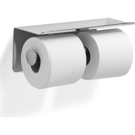 Porta Rotolo Doppio Coperto Con Piano D'appoggio Lucido Acciaio Inox Aisi 304