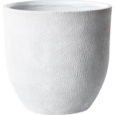 Maceta de mezcla de arcilla blanca 55 cm fibra arcilla resistente Kannia (1/5)