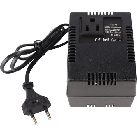 Convertisseur de Prise de Voyage 300W, Transformateur de Tension AC 220V à 110V, Adaptateur pour Ordinateurs Portables, Appareils Photo, Prise Européenne, Portable et Efficace (1/5)