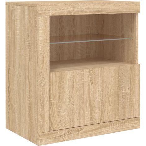 Credenza buffet cassettiera mobile contenitore organizer cucina soggiorno soggiorno con luci a LED sonoma 60,5 x 37 x 67 cm marrone 020029966