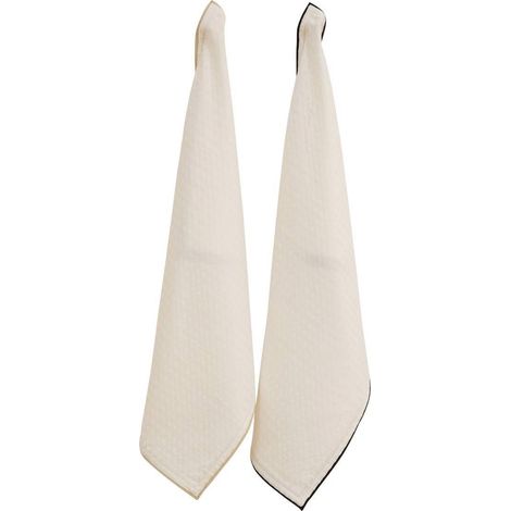 Lot de 2 Torchons de Cuisine "Waffle" 70x45cm Blanc (1/4)