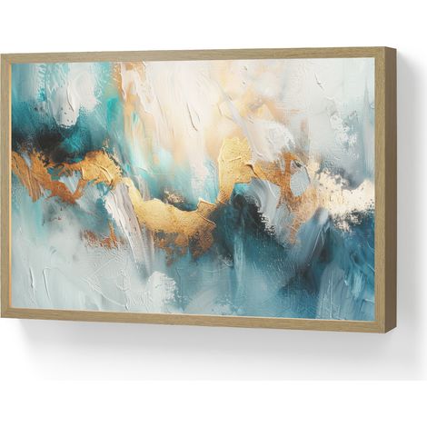 APLIQUE DE PARED Abstracto - Arte - Oro - Azul 60x40 cm