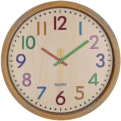 Horloge murale silencieuse à quartz pour enfant, 30 cm (12 pouces), décoration intérieure pour la maison ou le bureau - C10 (1/5)