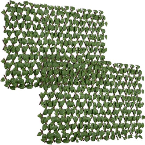 Lot de 2 haies artificielles Treillis Extensible - Brise-Vue végétale Feuillage réaliste, 2 x 1 m