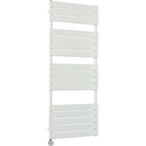 Milano Lustro Electric White Flat Panel Heated Towel Rail Radiator with WiFi Thermostatic Heating Element - 1500mm x 600mm (1/4)