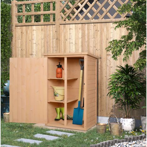 Abri de jardin 75x56x115 cm en bois naturel, avec rangement, pour jardin FloraGrace (1/5)