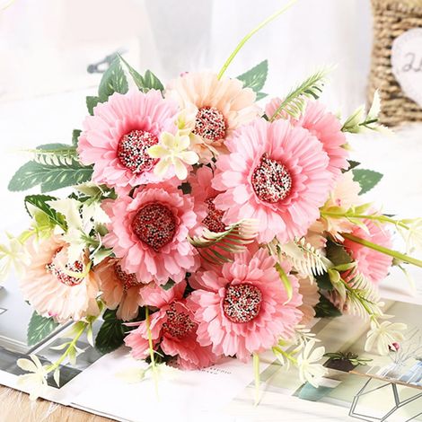 Tournesol Artificiel - Fleur en Soie Réaliste - Tige Longue 32 cm - Diamètre Tête de Fleur 7,5 cm - Décoration Intérieure Maison Bureau Mariage - 1 Pièce (1/5)