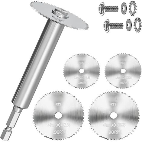 Lot de 4  Lames de scie de rechange pour coupe tubes PVC (: 2 lames de 32 mm et 2 lames de 44 mm) avec tige hexagonale de 6,35 mm (1/4")