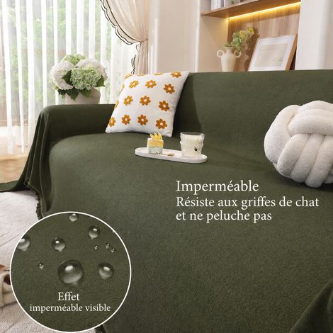 Housse jeté de canapé en velours teddy imperméable vert matcha 180 x 130 cm pour fauteuil 1 place 130cm réf 6915 50 × 30 × 8 cm 750 g – Livraison gratuite