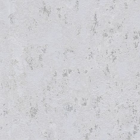 Empapelado efecto estuco Profhome 393872 papel pintado no tejido texturado con textura perceptible y acentos metálicos gris plata 5,33 m2