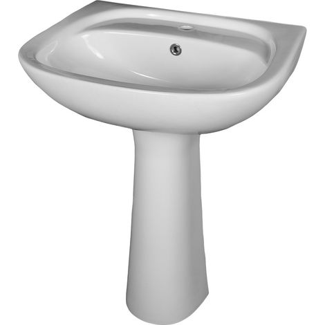 Lavabo avec colonne en céramique 60 x 48 CM Blanc OLAM - LPP