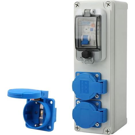 16A Tableau Electrique 250V 2P Boitier Electrique Etanche avec Interrupteur fi Disjoncteurs Electriques IP54 Prise Extérieure (1/5)