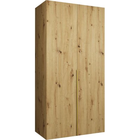 Armoire Hartford 535, Chêne Artisan, 202x100x52cm, Portes d'armoire: Avec des charnières, Nombre d'étagères: 0 (1/5)