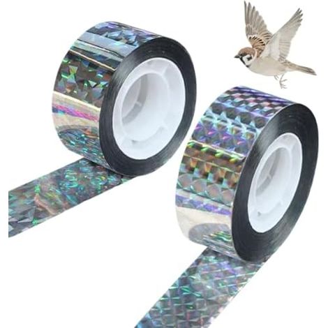 2 Rouleaux 2,4 cm X 80 m Ruban Réfléchissant Anti Oiseaux pour Pigeons Balcon et Jardin, Réflexion de Lumière pour Éloigner Oiseaux, Utilisation Flexible Sur Balustrade Toit et Arbres Fruitiers (1/5)