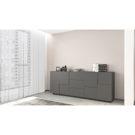 Buffet/bahut moderne 4 portes/3 tiroirs anthracite mat Pedro (1/4)