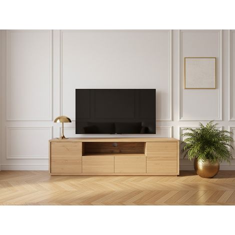 BOBOCHIC - Meuble TV 2 portes 180 cm FERRET effet tasseaux de bois (1/5)