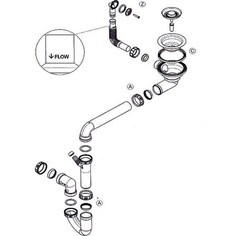 Vidage manuel 1 bac CUIPD644-A évier granit HARMONIE - Siphon gain de place (1/2)