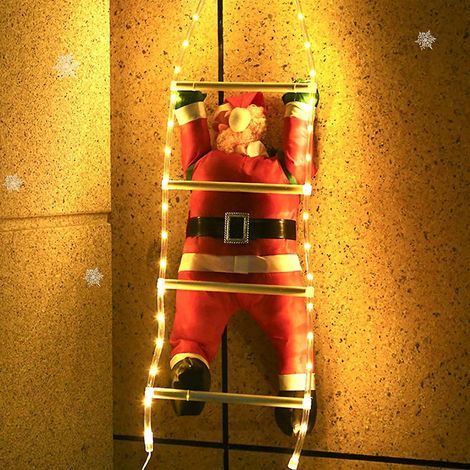 (blanc Chaud, 60cm) Pere Noel Decoration Exterieur, Pere Noel Chelle, Pere Noel Grimpant Peluche Figurine, Lumineux Noel Decoration Pre Nol Suspendu D (1/5)