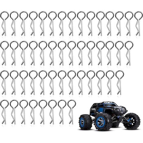 50 pezzi di clip per carrozzeria RC, perno tipo R in acciaio inossidabile per la sostituzione della scocca di un modello di auto radiocomandata 1/10, clip per carrozzeria argento, clip per perno carro (1/5)
