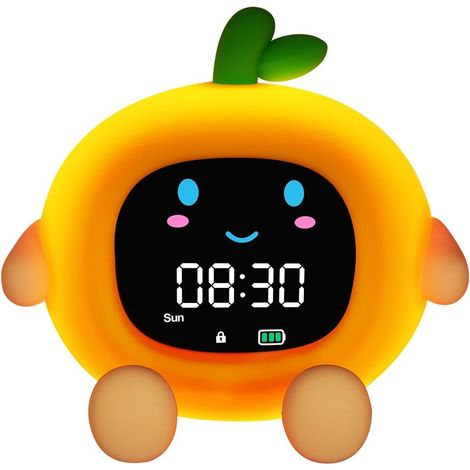 Children's Alarm Clock, Educational Children's Alarm Clock, Sleep Training Alarm Clock, with Moon and Sun Display, with RGB Color Night Light, for 2-10 Year Old Girls and Boys - Orange