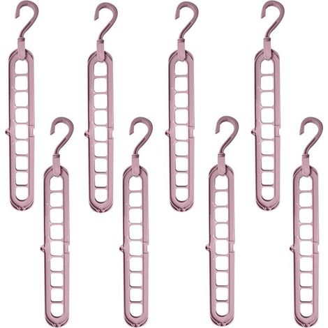 8 pcs Cintre Magique,Qualité Supérieure Cintre Pliable,Multi-Fonctions Cintres Gain de Place,pour Le Stockage et Le Séchage Vêtements Rose (1/5)