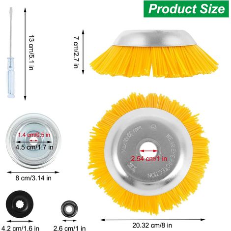 Brosse Desherbage Debroussailleuse 8 Pouce, Tete Brosse Désherbage en nylon, Tête de Désherbage Rotative Ronde, pour Outils de Pelouse Jardin Agriculture MNS (1/4)
