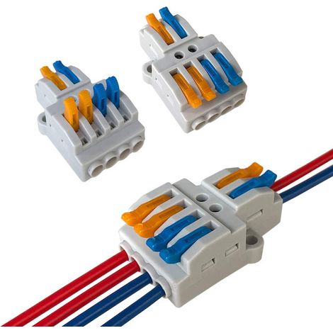 15 Pièces KV424 Levier-Écrou Fil Connecteurs, 2 in 4 out 6 Ports Conducteur Compact Fils Connecteurs, Compact Connecteur Ressort Bornier (1/4)