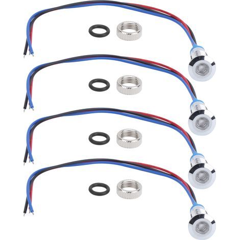 4 jeux de signaux lumineux LED, 2 couleurs, Anode commune, métal étanche, 8mm, 220V (rouge bleu) (1/5)
