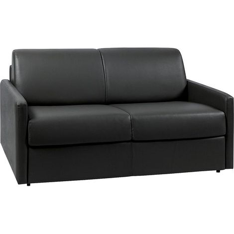 Divano letto 2 posti a ribalta in similpelle Nero - Larghezza Materasso 120 cm - Spessore da 18 cm - CALIFE