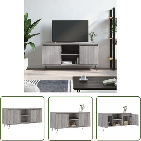 The Living Store Meuble TV sonoma gris 104x35x50 cm bois d'ingénierie - Meubles Tv - Meuble Tv - Bureau Tv - Étagère Murale - Rangement Salon (1/5)