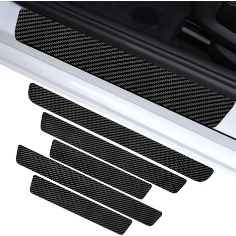 5 Pièces Protection Seuil de Porte Voiture Carbone, Bande de Protection Anti-Rayures, Seuil de Coffre (1/5)