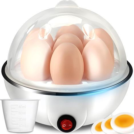 Cuociuova elettrico per 1-7 uova, funzione di mantenimento in caldo, acciaio inossidabile, 150 W, elettrodomestico da cucina compatto per una colazione perfetta (1/5)